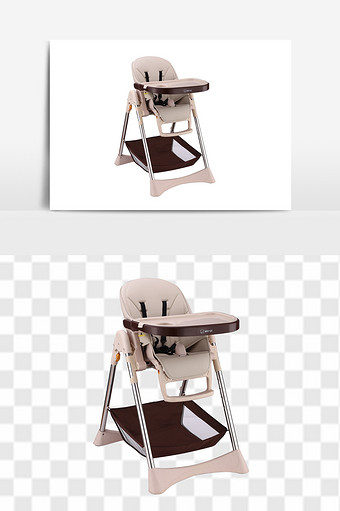 咖啡色儿童餐椅免扣元素图片