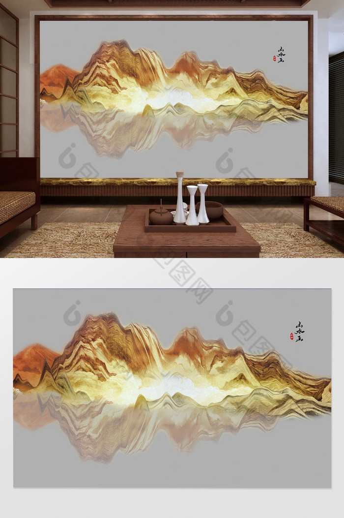 背景大理石山水中国风图片