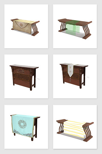 古风中国风桌子桌布插画图片
