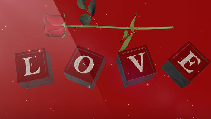 LOVE字母蜡烛玫瑰花结婚告白背景视频