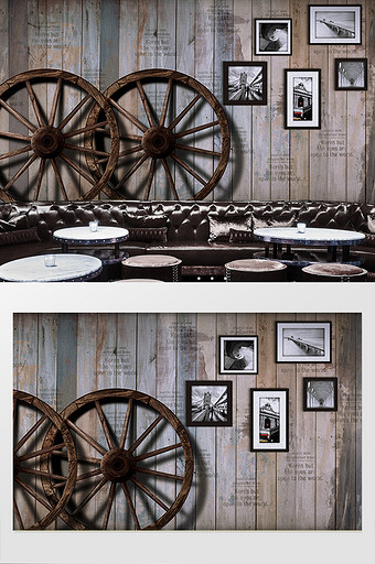 现代休闲酒吧木纹工装背景墙图片