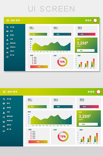 绿色后台系统数据界面分析AI网页图片