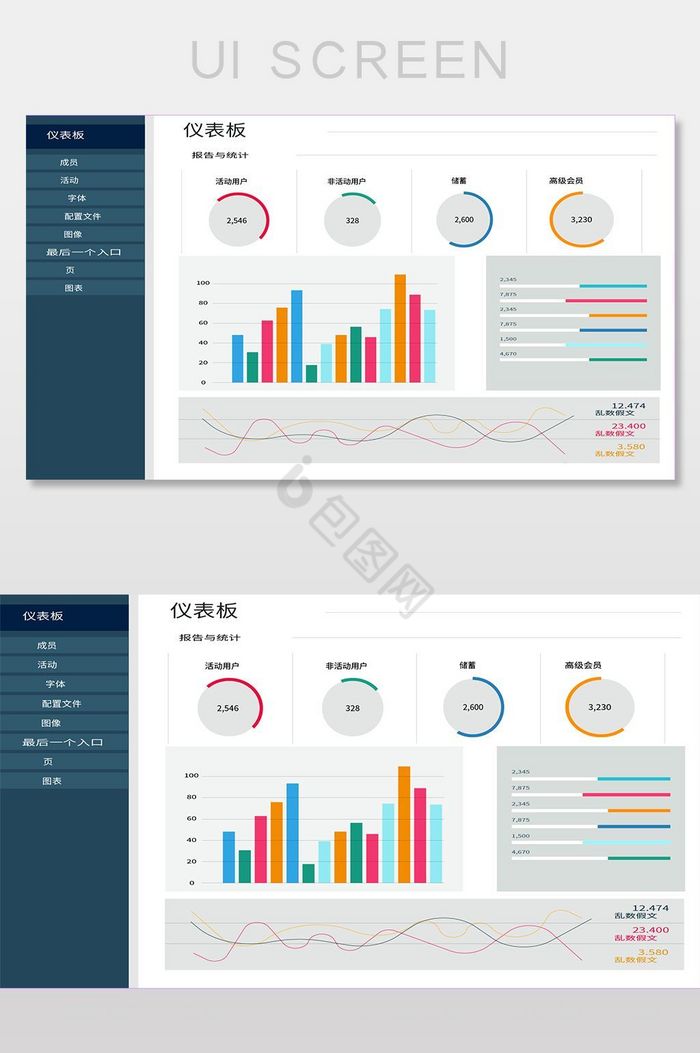 后台系统数据矢量图表网页界面图片