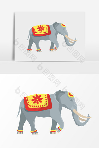 手绘卡通印度大象元素图片