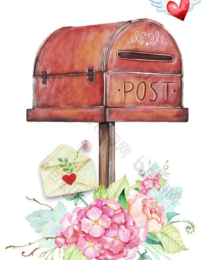 世界邮政日卡通邮筒手机海报配图