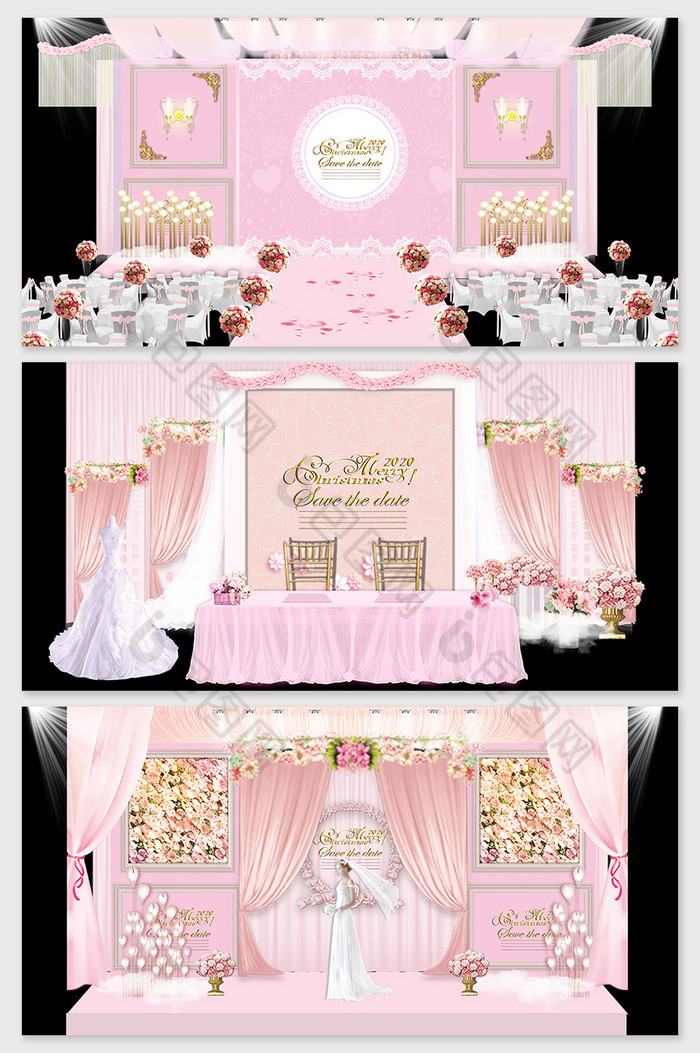 粉色欧式婚礼签到背景墙留影处图片