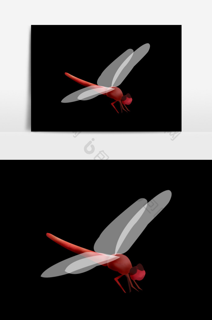 手绘红蜻蜓的插画元素