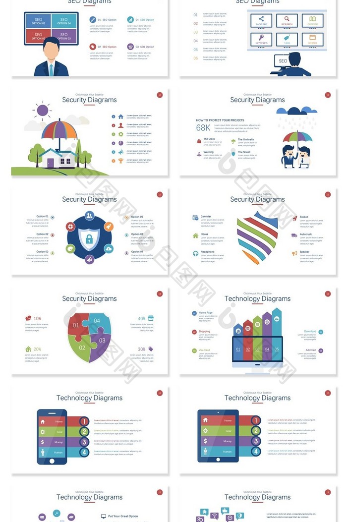 40页SEO安全科技信息可视化PPT图表