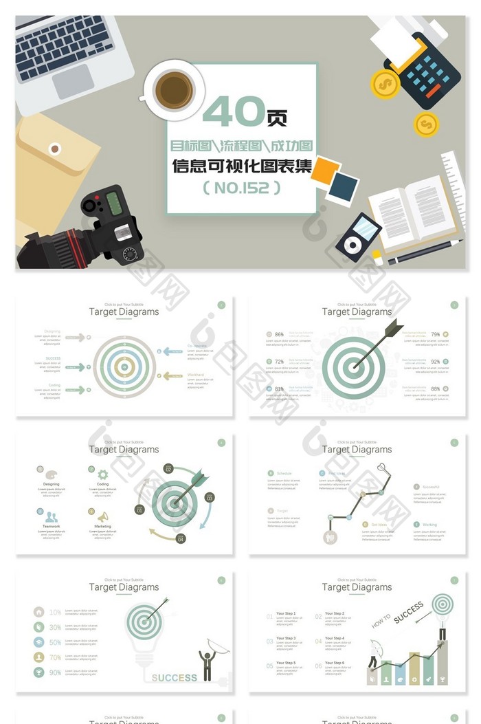 40页目标流程成功信息可视化PPT图表