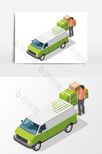 手绘卡通货物运输元素设计图片