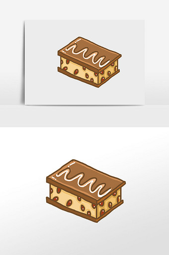 黄色简洁可爱卡通手帐巧克力蛋糕元素图片