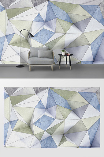 现代3d创意浮雕菱形立体图案电视背景墙.图片