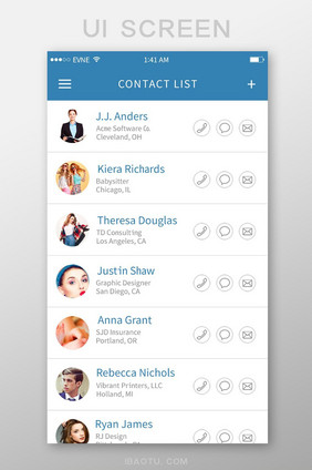 小清新手机APP联系人列表移动界面模板