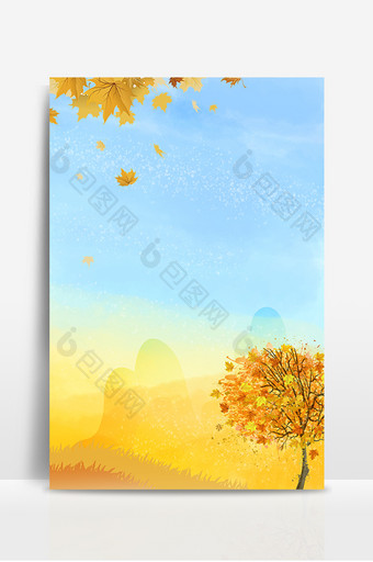 秋季黄色树木设计背景图片