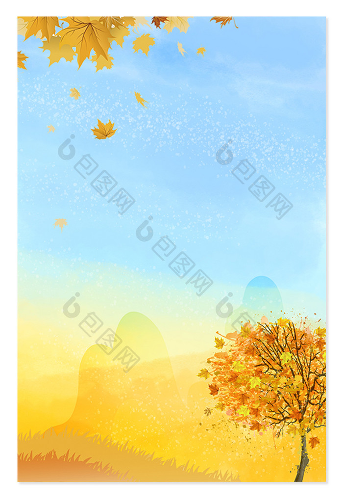 秋季黄色树木设计背景