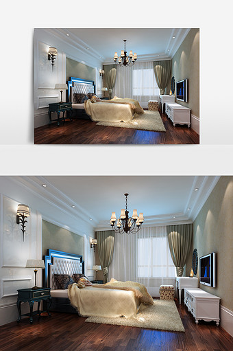 欧式豪华家装卧室设计模型图片