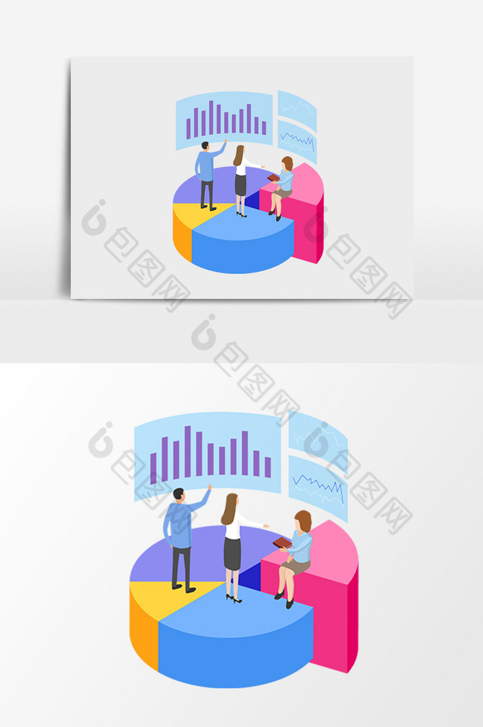 立体简约金融企业数据区块链矢量素材