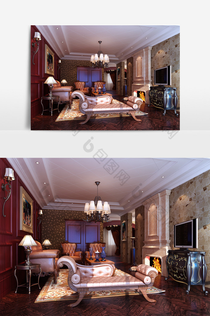 欧式豪华家装客厅设计模型图片图片
