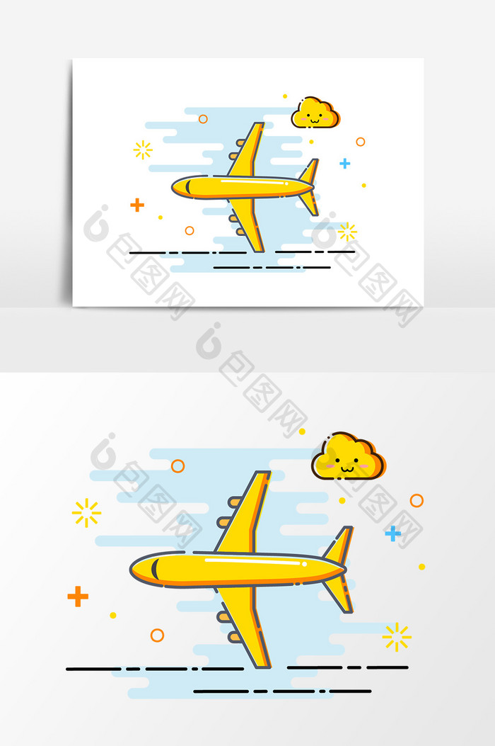 卡通手绘飞机设计元素