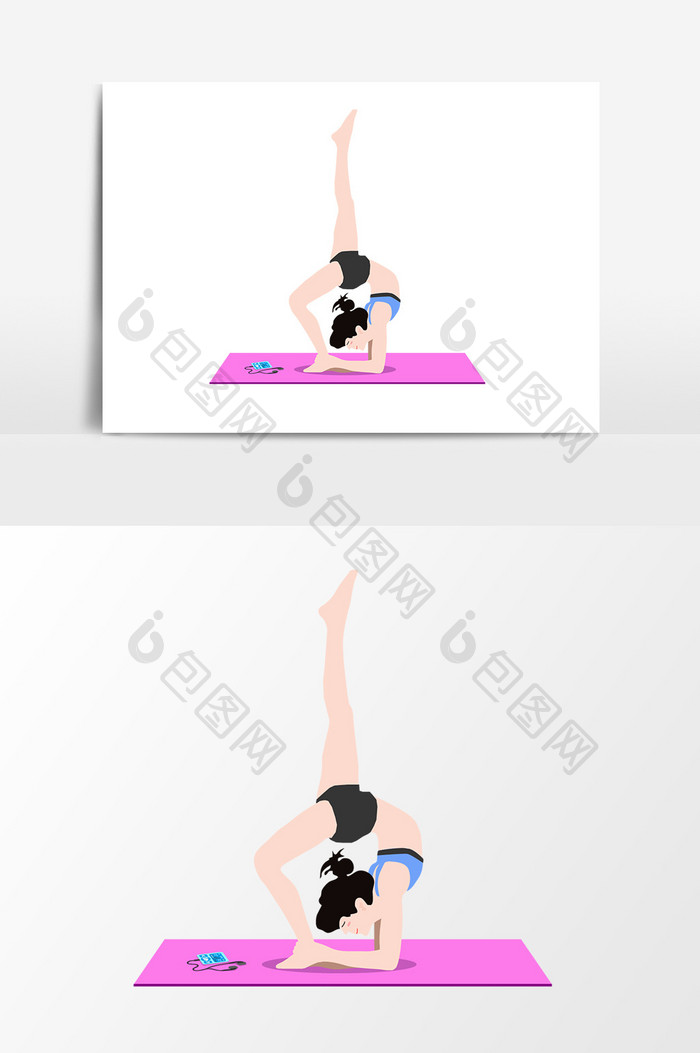 手绘卡通瑜伽锻炼元素