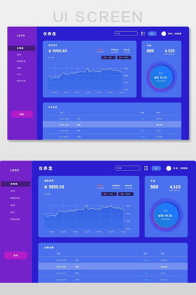 2018多彩渐变风交易后台系统页面UI