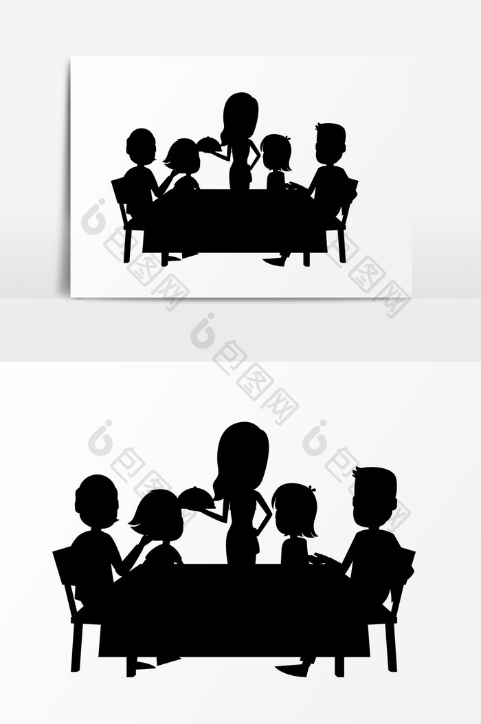 一家人一起用餐剪影元素