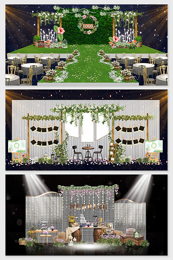 室内绿色森系风婚礼效果图图片