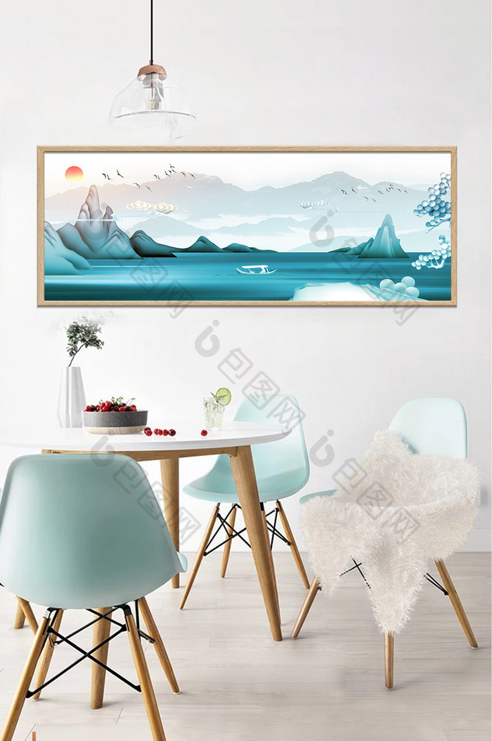 新中式山水唯美意境风景装饰画