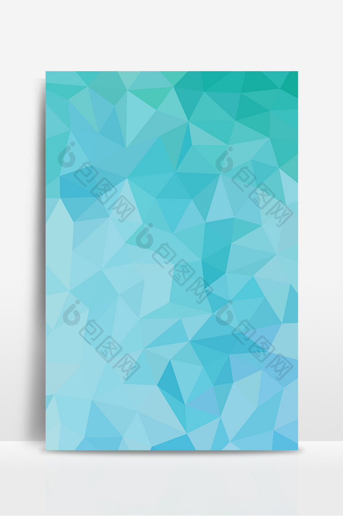 青色渐变三角形多边形背景展板设计