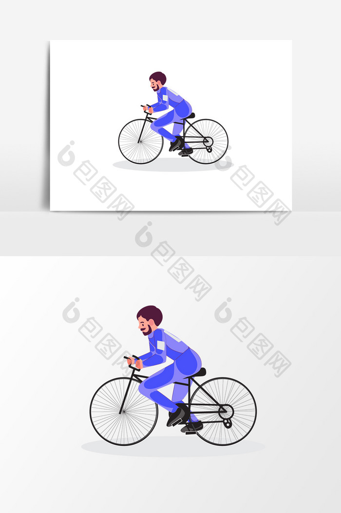 卡通骑自行车元素