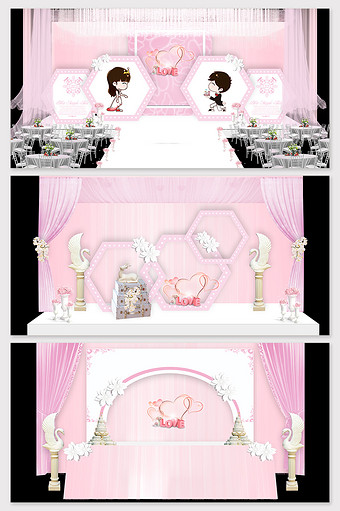 现代简约白粉色欧式婚礼场景效果图图片