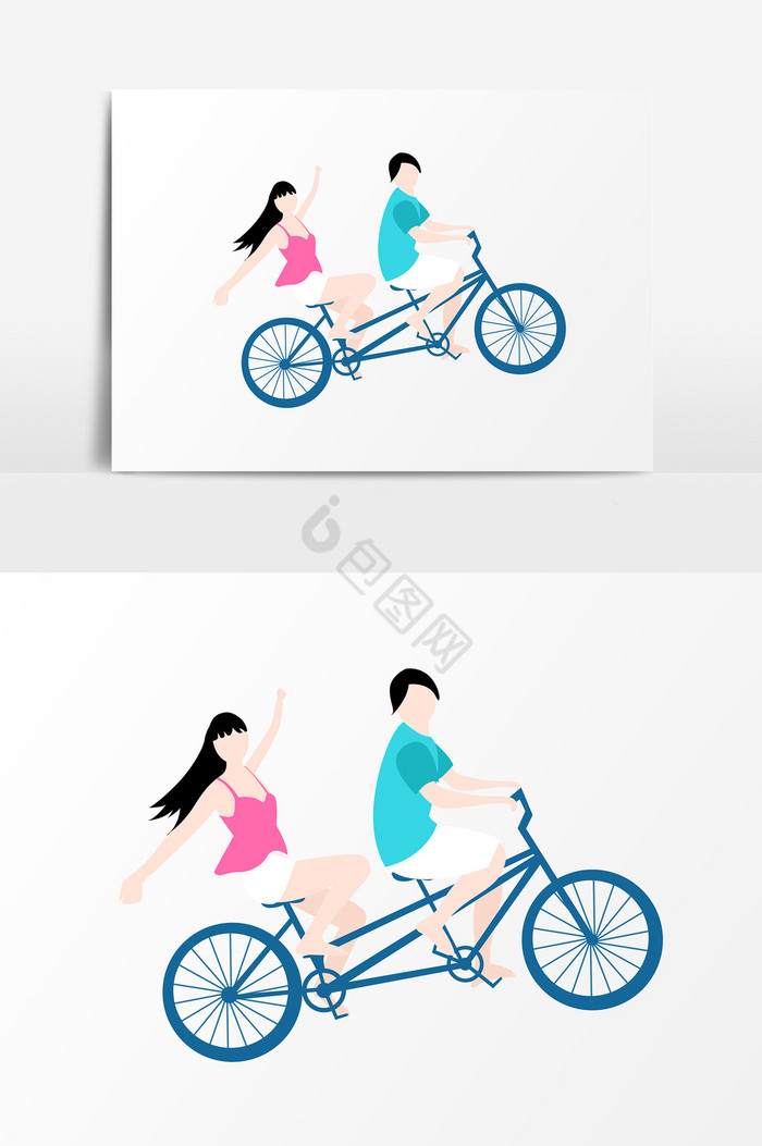 骑双人单车的伴侣PSD图片