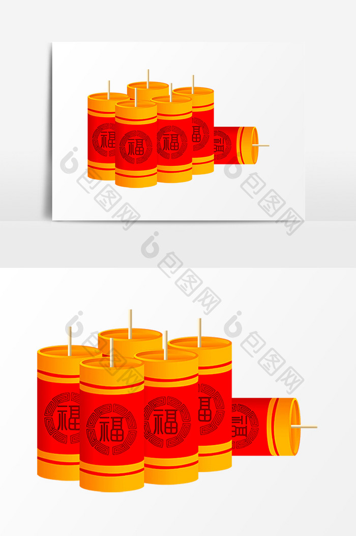 红色烟花爆竹PSD素材