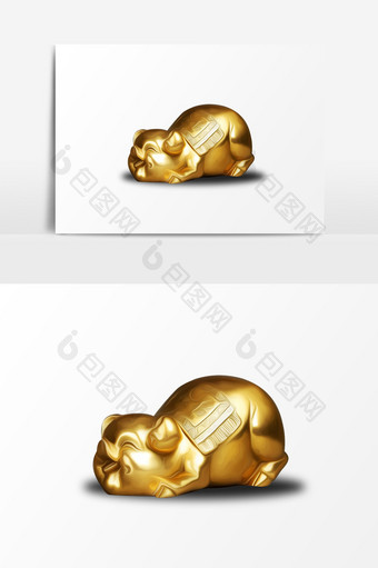 可爱的金猪雕像PSD素材图片