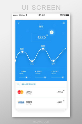 精美蓝色扁平数据管理应用数据统计UI界面