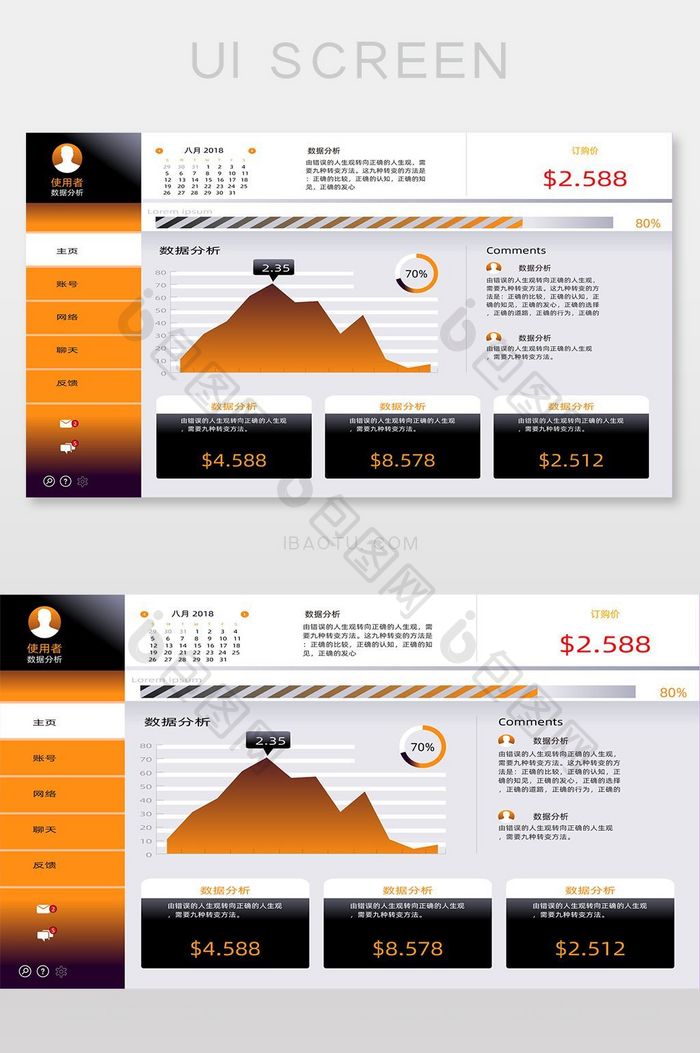 办公商务后台系统数据网页界面