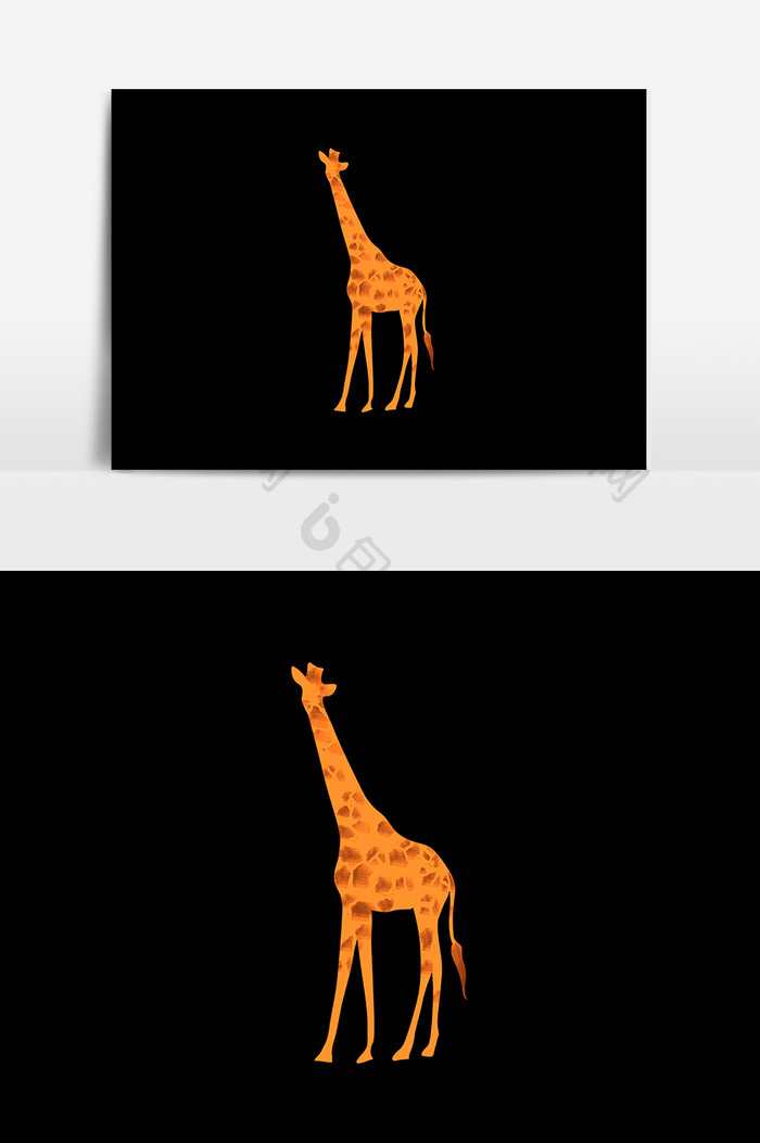 橙色动物长颈鹿设计元素