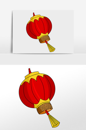 庆祝年会中国红灯笼插画