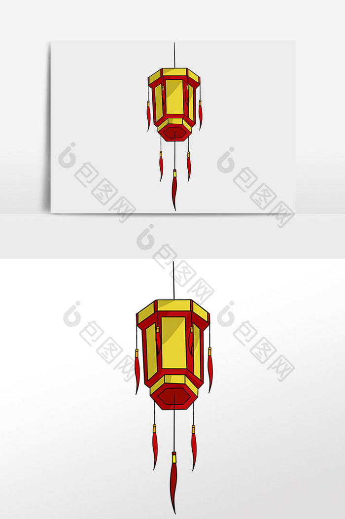 手绘庆祝年会古风灯笼插画元素