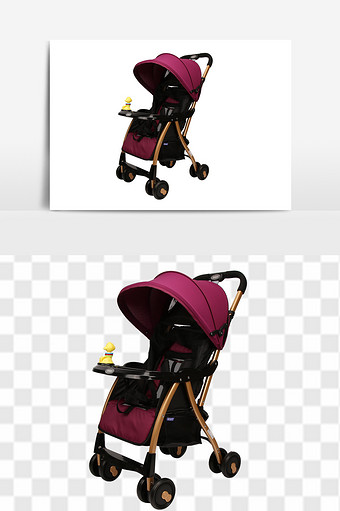 紫色大气时尚婴儿推车元素图片
