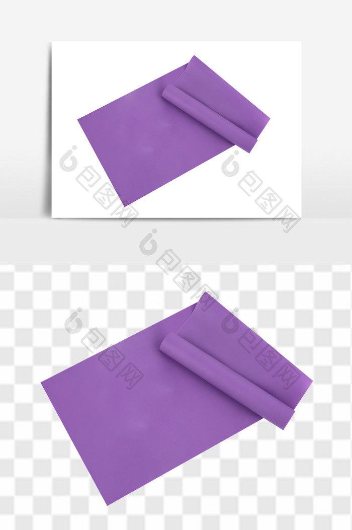 清新淡雅紫色瑜伽垫免扣元素