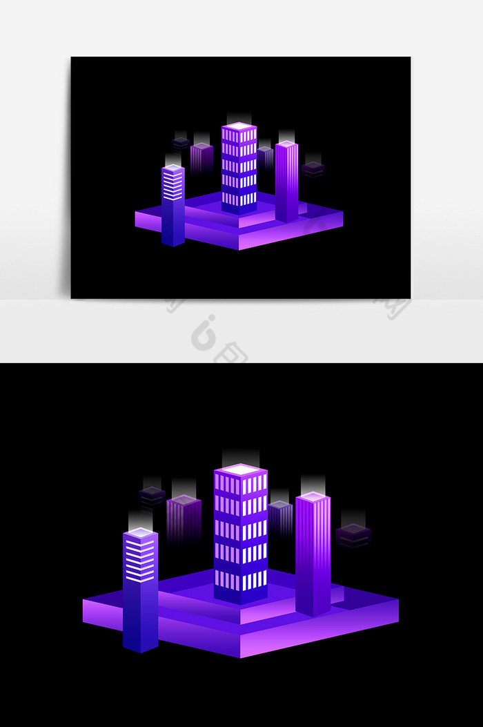 紫色元素城市元素图片
