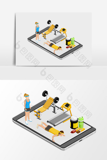 简约立体运动生活锻炼2.5D矢量素材图片