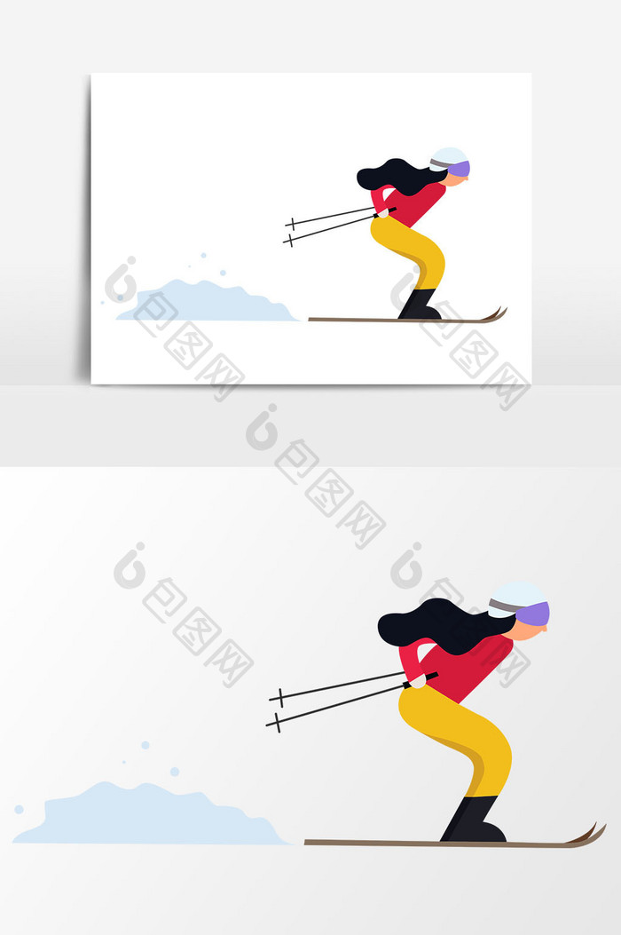 卡通滑雪设计元素