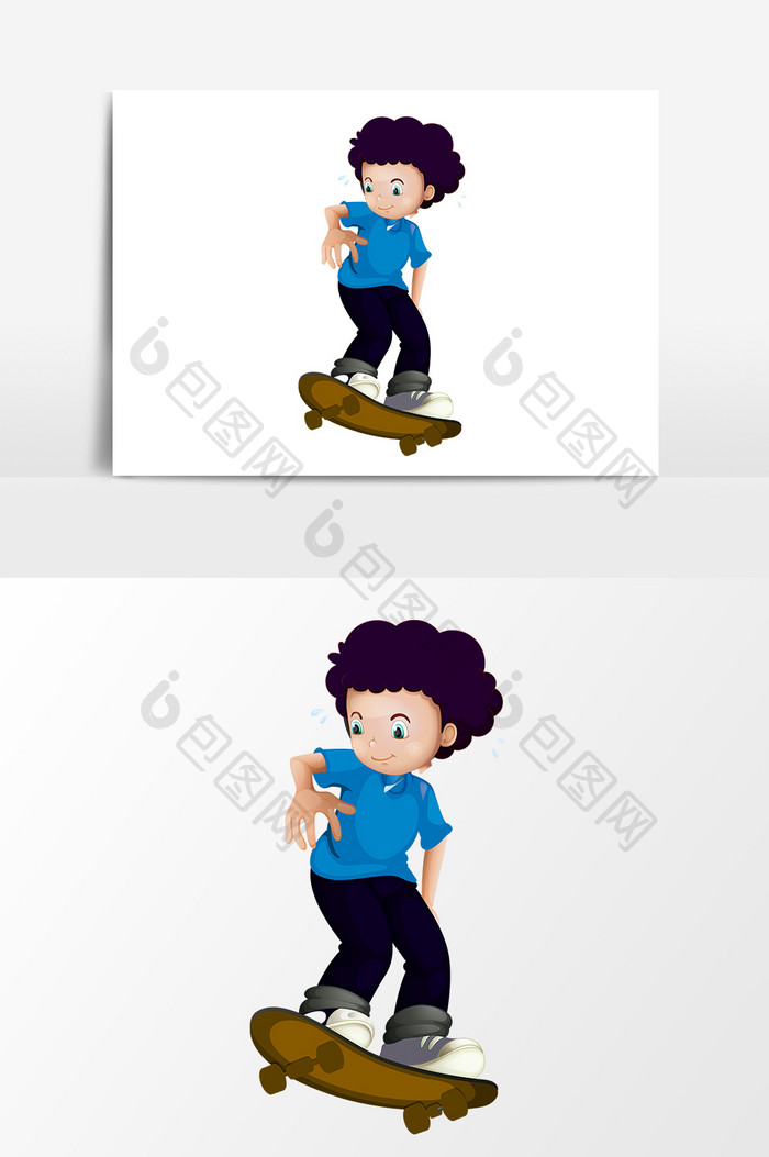 卡通男孩滑板设计元素
