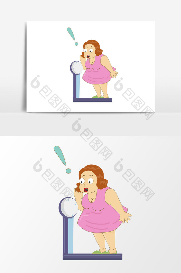 卡通女人体重秤矢量元素