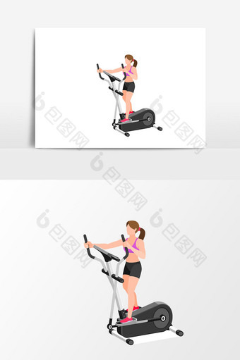 卡通女人锻炼胳膊腿矢量元素图片