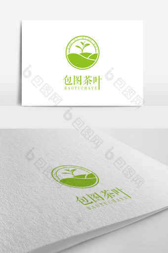 绿色清新植物茶叶标志logo设计图片