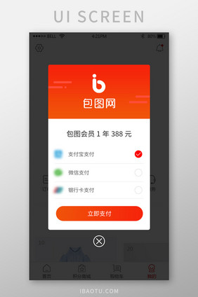 简约手机app选择支付方式弹窗UI界面
