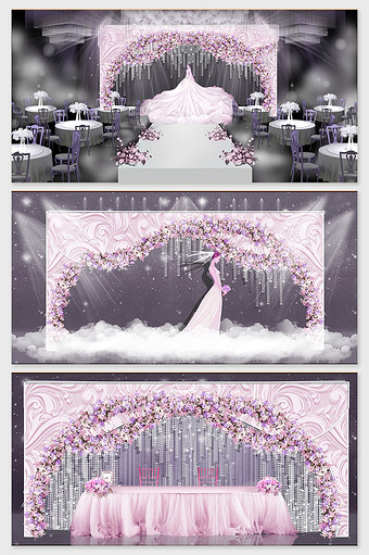 现代唯美紫色花艺婚礼效果图图片